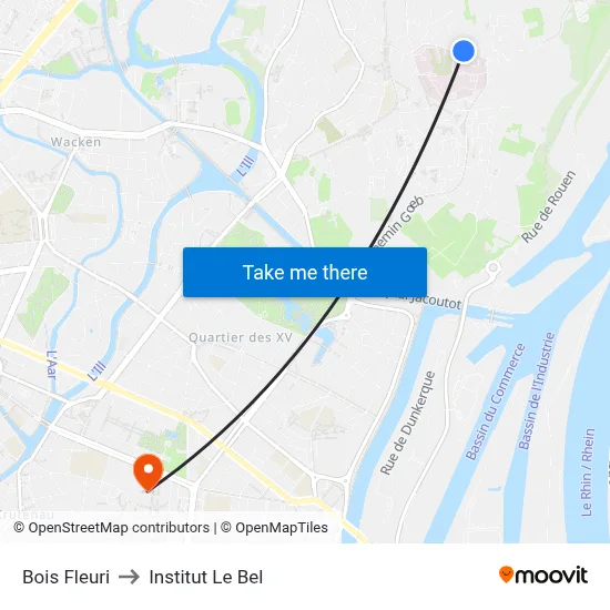 Bois Fleuri to Institut Le Bel map