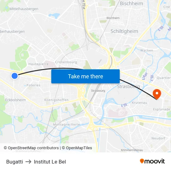 Bugatti to Institut Le Bel map