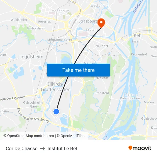 Cor De Chasse to Institut Le Bel map