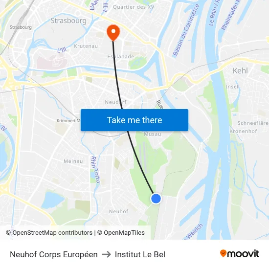 Neuhof Corps Européen to Institut Le Bel map