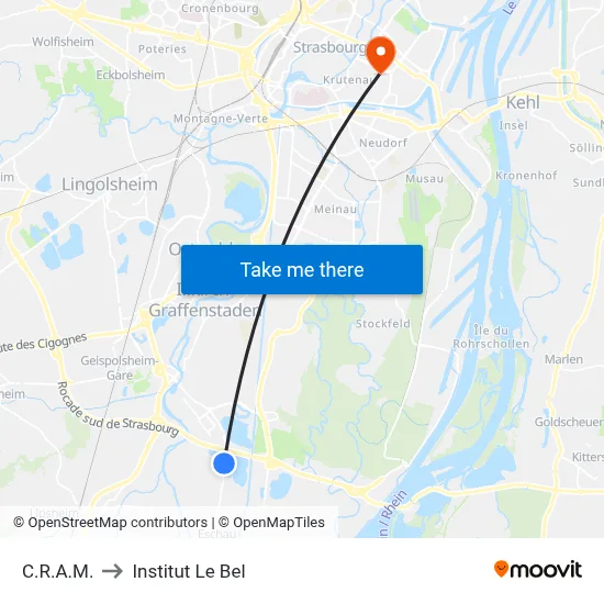 C.R.A.M. to Institut Le Bel map