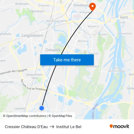 Cressier Château D'Eau to Institut Le Bel map