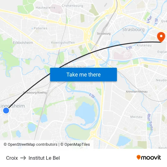 Croix to Institut Le Bel map