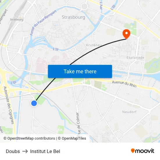 Doubs to Institut Le Bel map