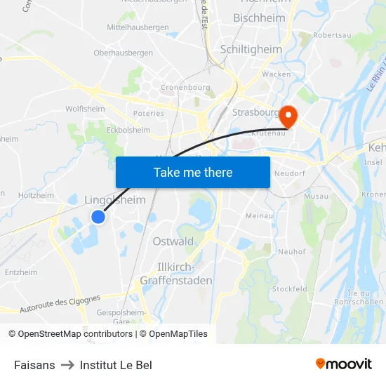 Faisans to Institut Le Bel map