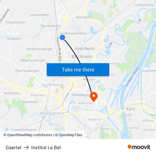 Gaertel to Institut Le Bel map