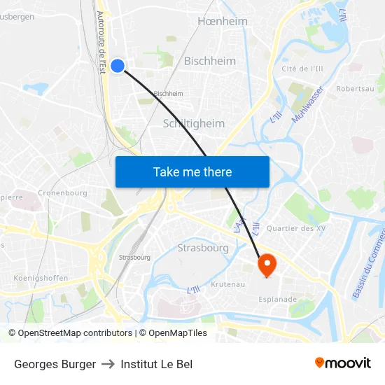 Georges Burger to Institut Le Bel map