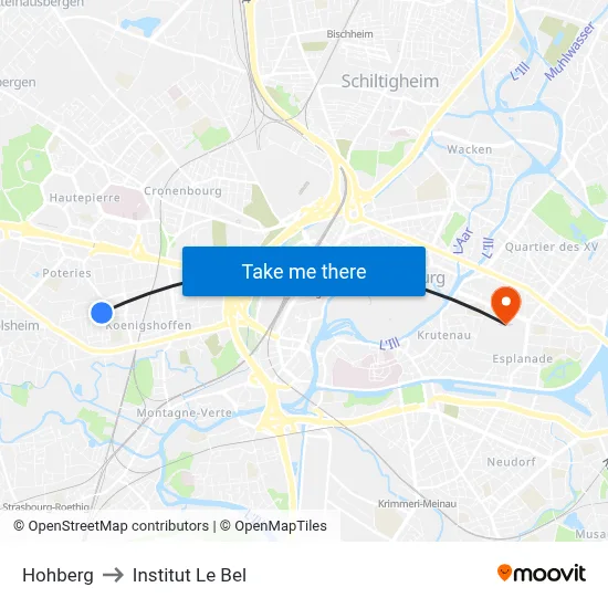 Hohberg to Institut Le Bel map