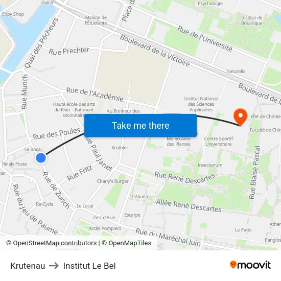 Krutenau to Institut Le Bel map