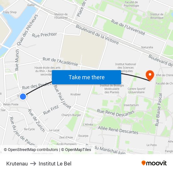 Krutenau to Institut Le Bel map