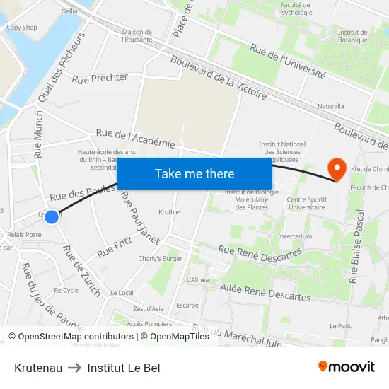 Krutenau to Institut Le Bel map