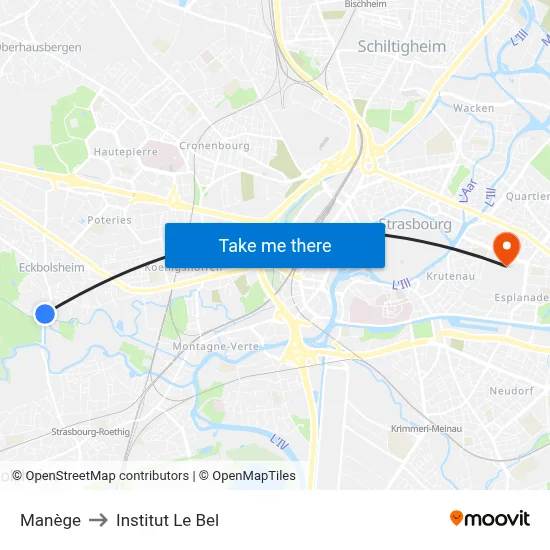 Manège to Institut Le Bel map