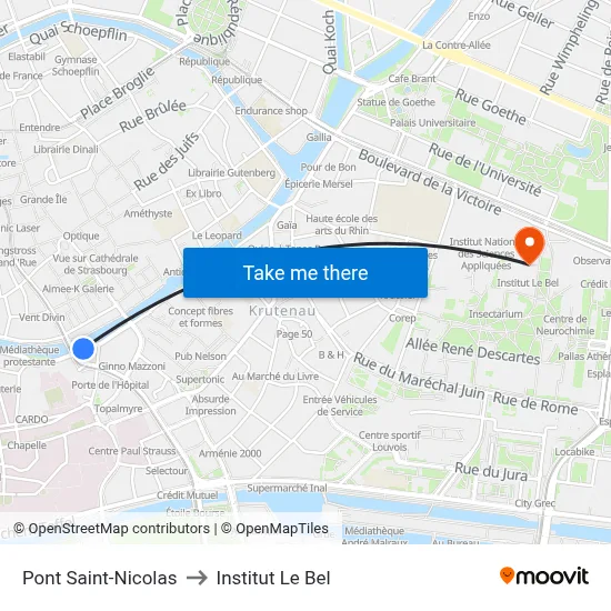 Pont Saint-Nicolas to Institut Le Bel map