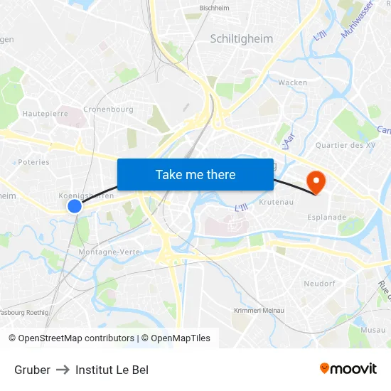 Gruber to Institut Le Bel map