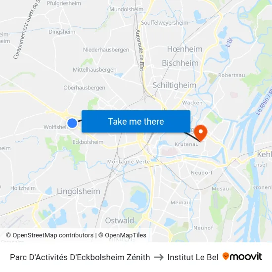 Parc D'Activités D'Eckbolsheim Zénith to Institut Le Bel map