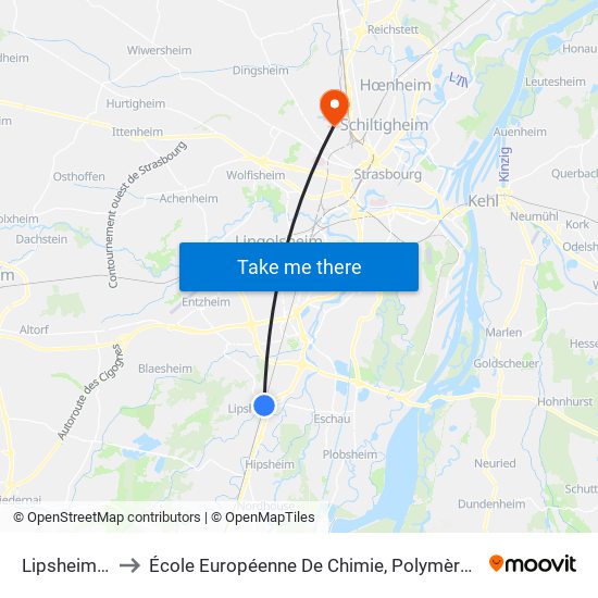 Lipsheim Gare to École Européenne De Chimie, Polymères Et Matériaux map