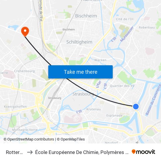 Rotterdam to École Européenne De Chimie, Polymères Et Matériaux map