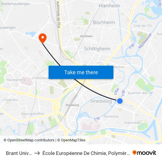 Brant Université to École Européenne De Chimie, Polymères Et Matériaux map