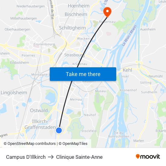 Campus D'Illkirch to Clinique Sainte-Anne map