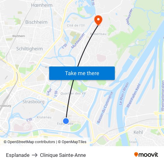 Esplanade to Clinique Sainte-Anne map