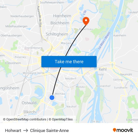 Hohwart to Clinique Sainte-Anne map