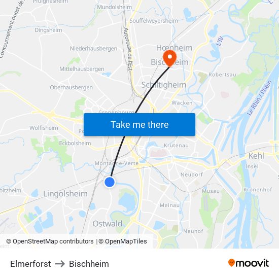 Elmerforst to Bischheim map