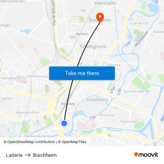 Laiterie to Bischheim map