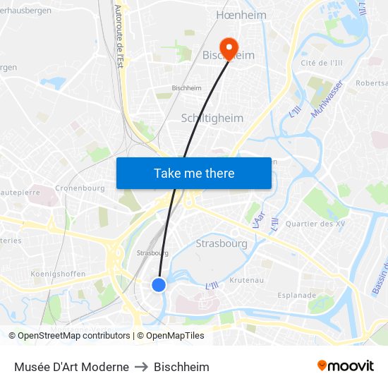 Musée D'Art Moderne to Bischheim map