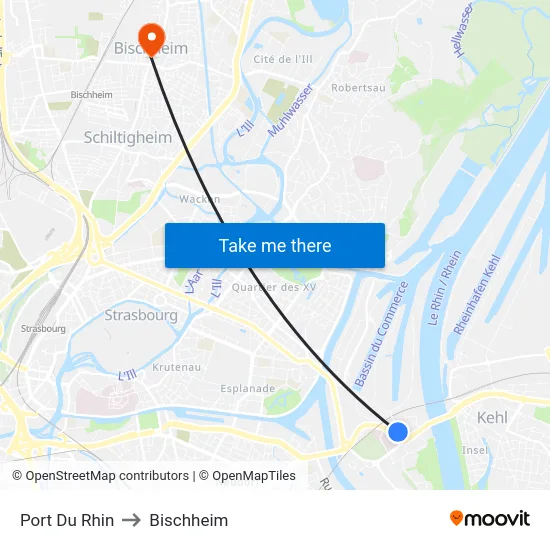 Port Du Rhin to Bischheim map