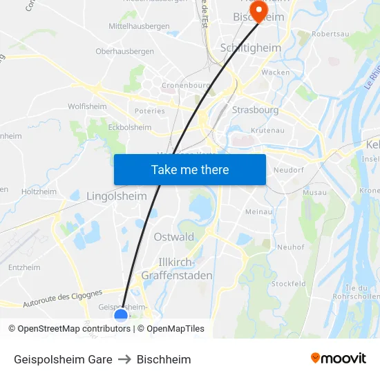 Geispolsheim Gare to Bischheim map