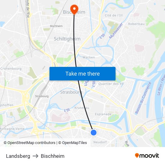 Landsberg to Bischheim map