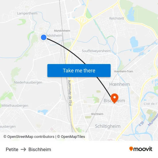 Petite to Bischheim map