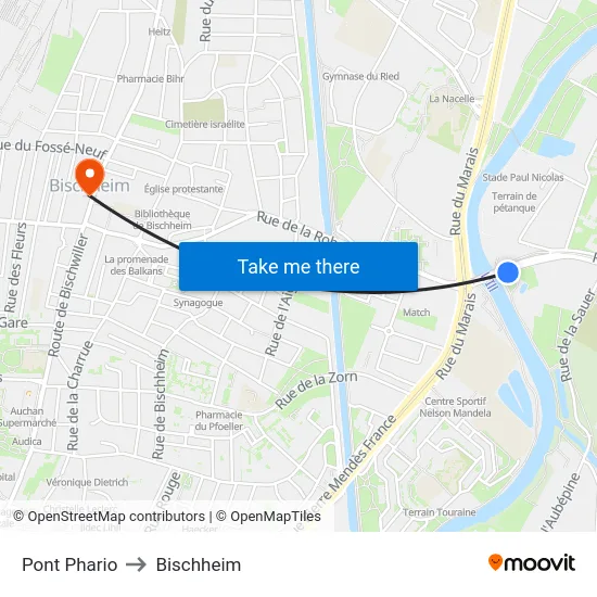 Pont Phario to Bischheim map