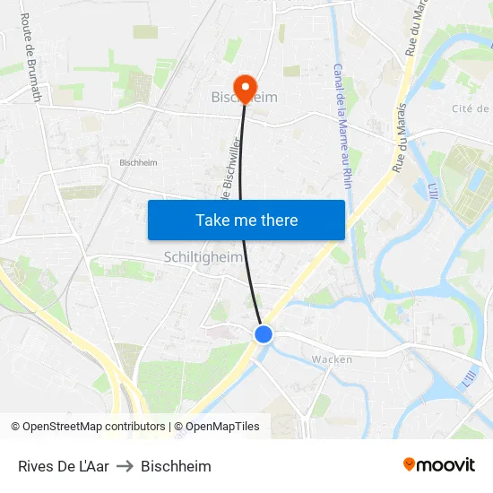 Rives De L'Aar to Bischheim map