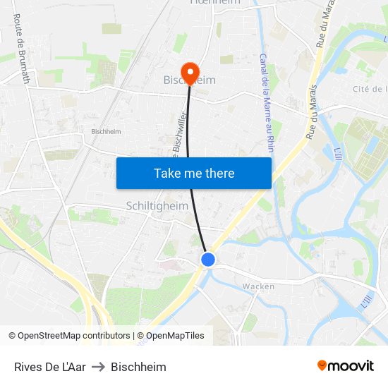 Rives De L'Aar to Bischheim map