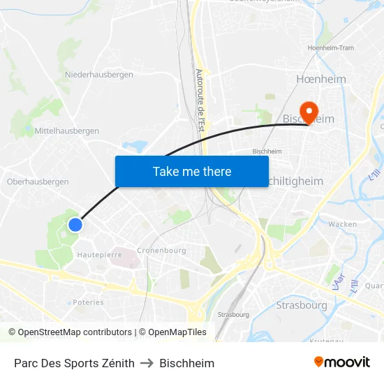 Parc Des Sports Zénith to Bischheim map
