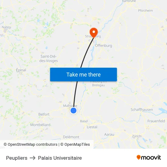 Peupliers to Palais Universitaire map