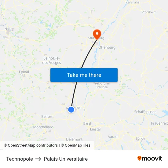 Technopole to Palais Universitaire map