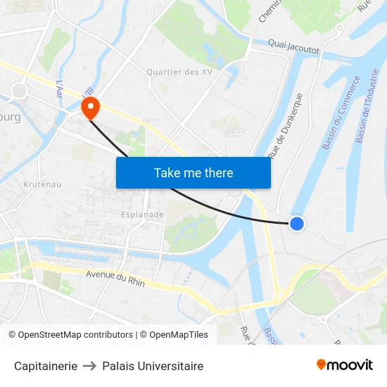 Capitainerie to Palais Universitaire map