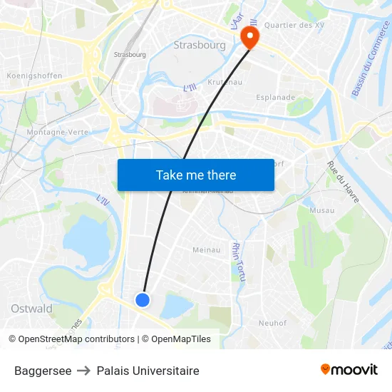 Baggersee to Palais Universitaire map