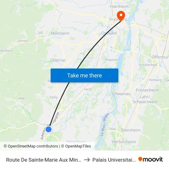 Route De Sainte-Marie Aux Mines to Palais Universitaire map