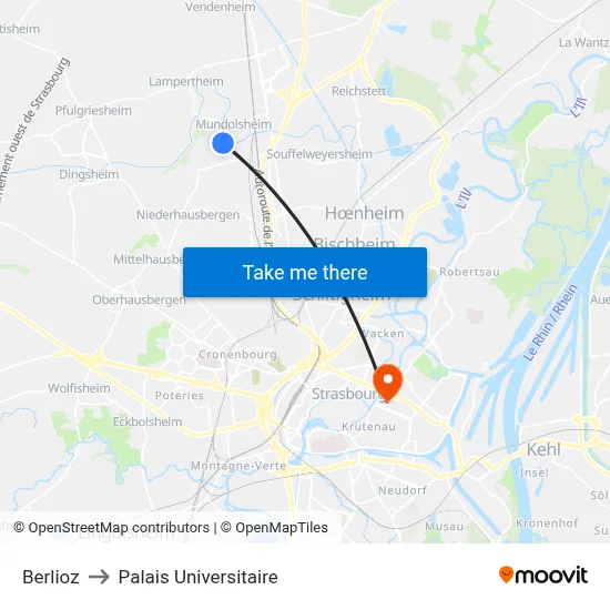 Berlioz to Palais Universitaire map