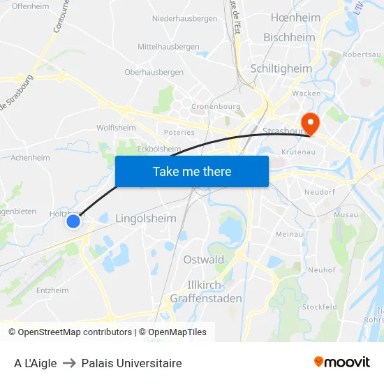 A L'Aigle to Palais Universitaire map