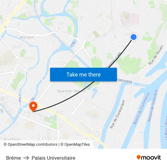 Brême to Palais Universitaire map