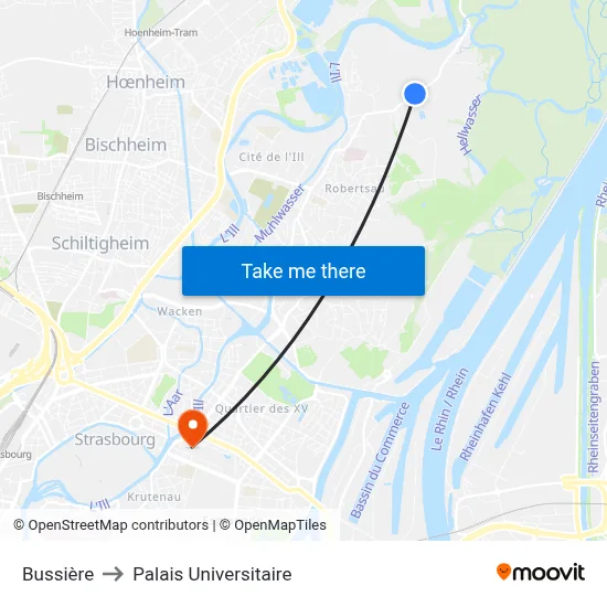 Bussière to Palais Universitaire map