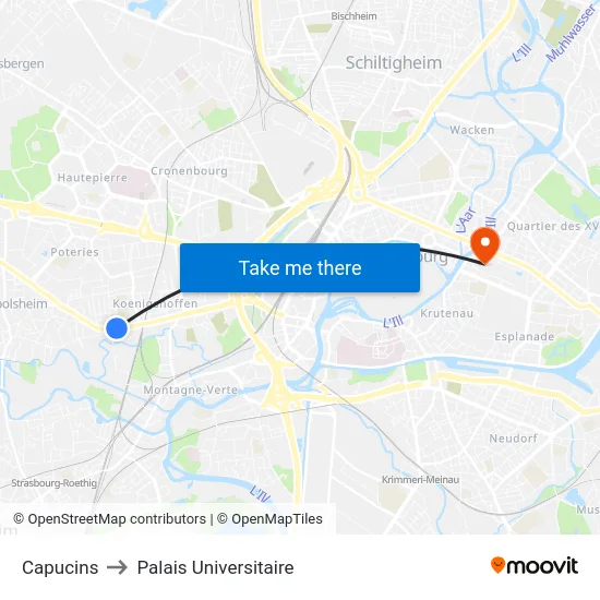 Capucins to Palais Universitaire map