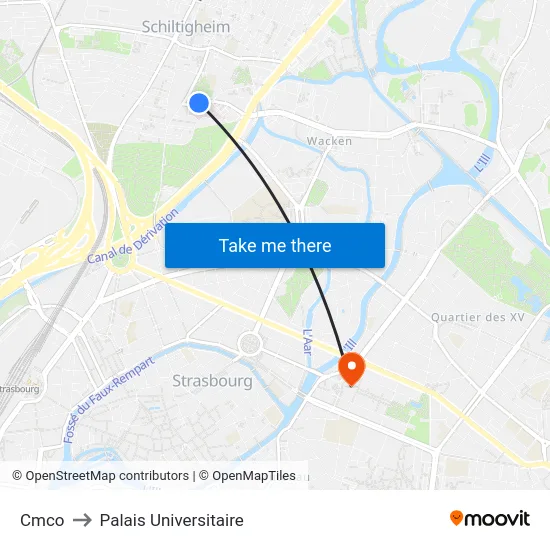 Cmco to Palais Universitaire map