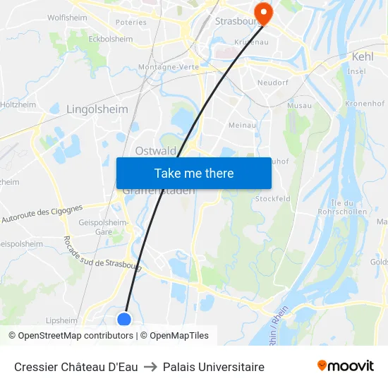Cressier Château D'Eau to Palais Universitaire map