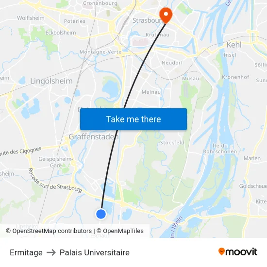 Ermitage to Palais Universitaire map