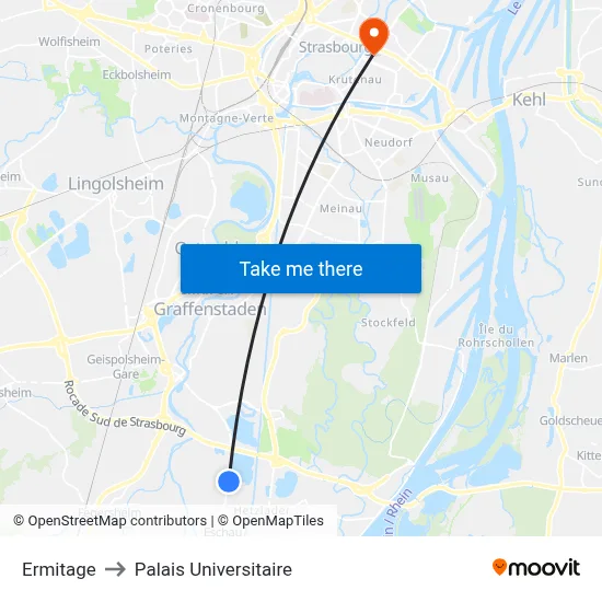 Ermitage to Palais Universitaire map